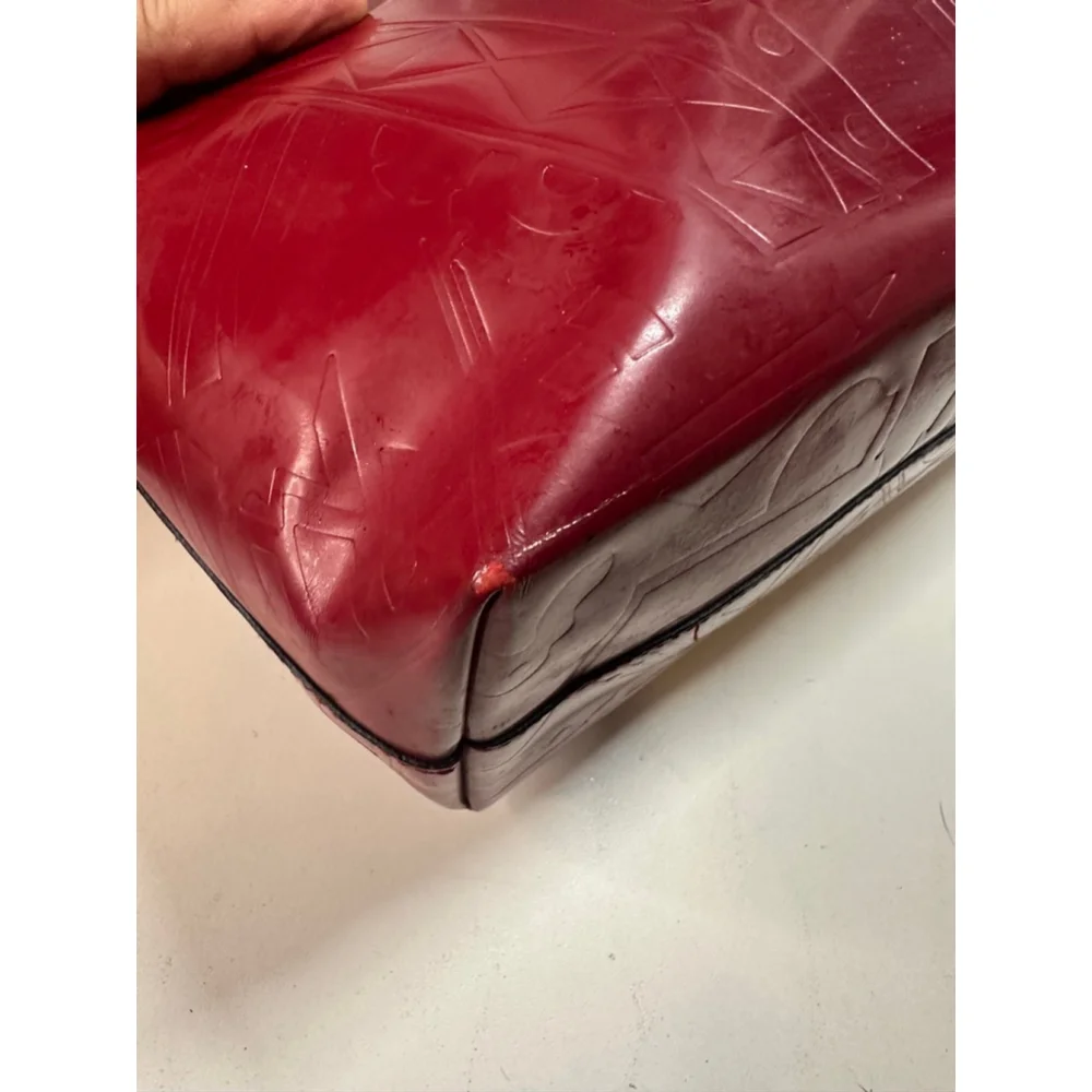Women's Prada Deep Red Embossed Patent Leather Shoulder Bag One Size - Picture 10 of 16